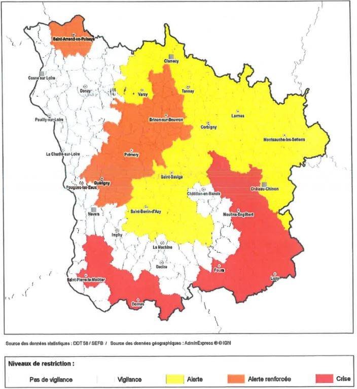 La rivière Nièvre en alerte renforcée - Arrêté Sécheresse du 28 Juillet 2020